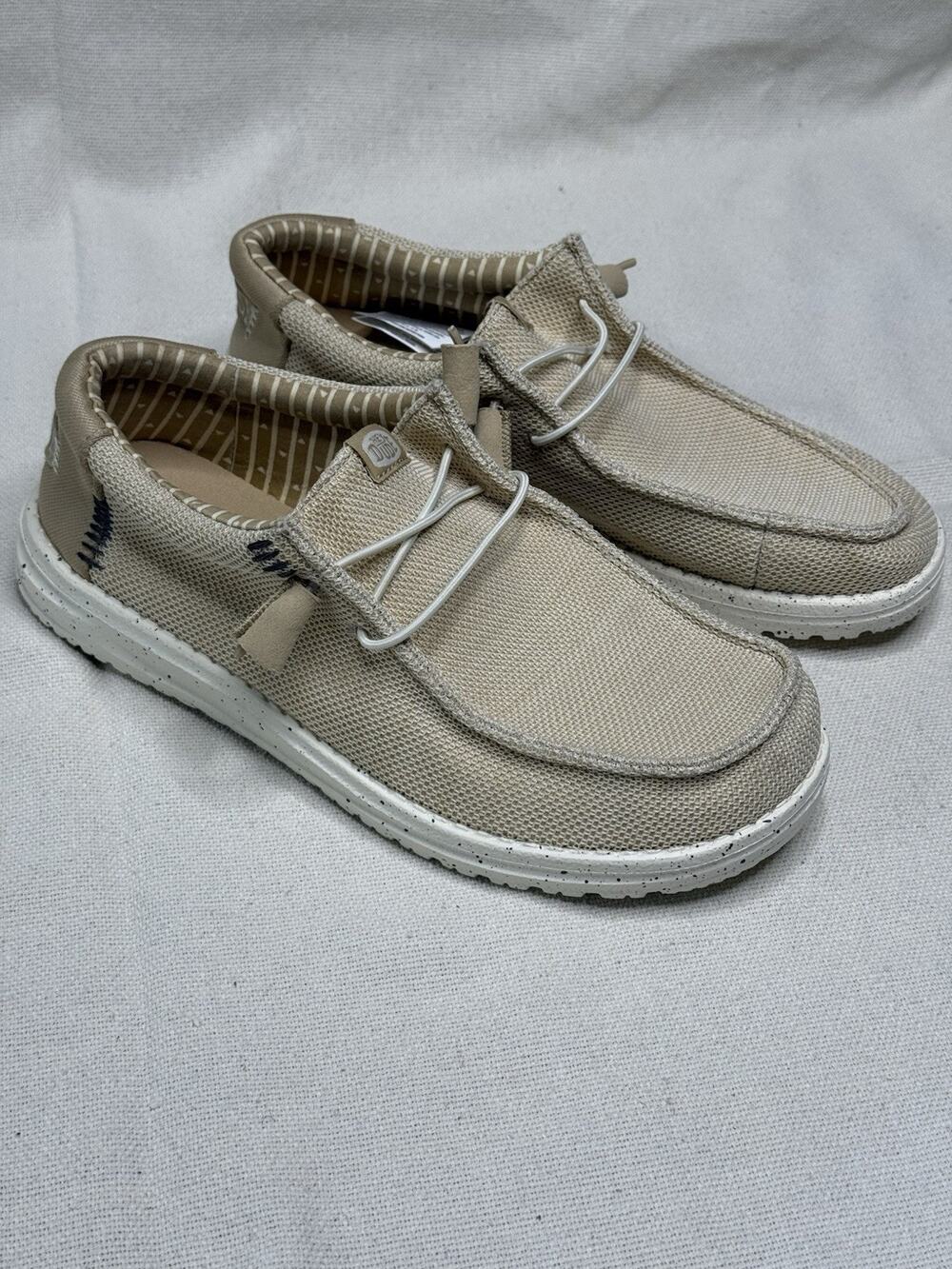 Hey Dude Wally Stretch Mesh Slip On Casual Comfort Shoes Men's Size 8M Taupe